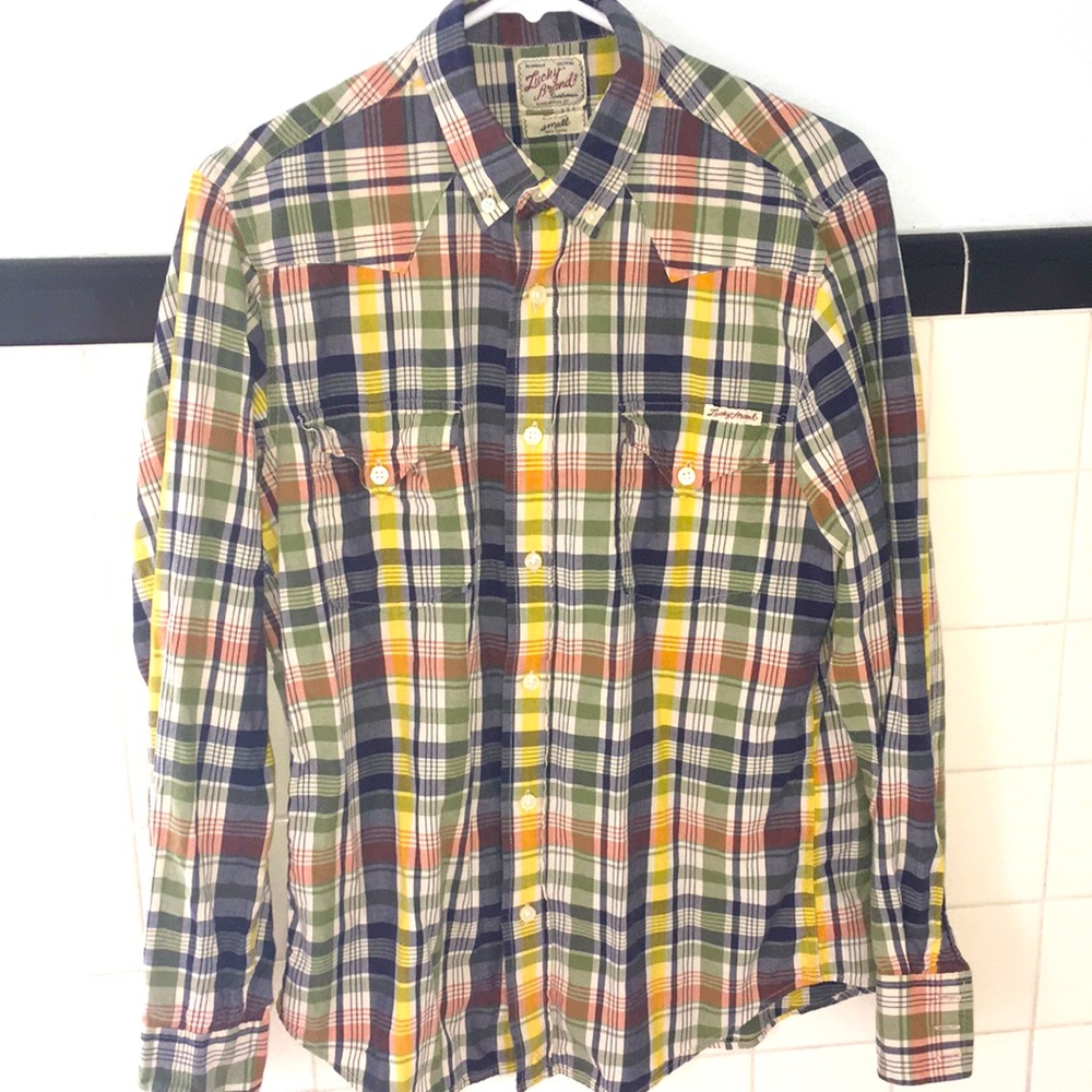 Lucky Brand Western Plaid Shirt Small Mens